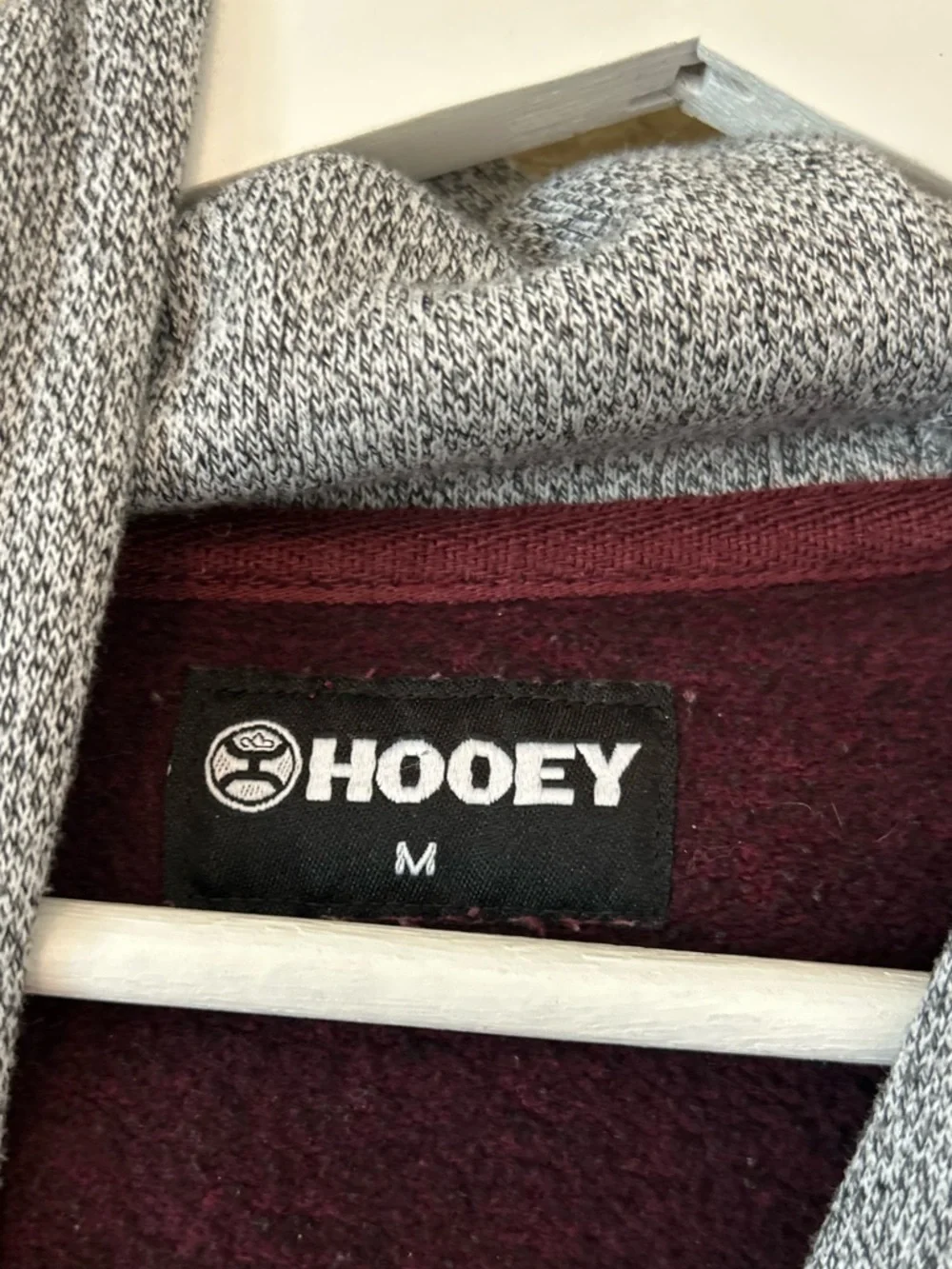Hooey Men’s Maroon & Gray Two-Tone Pullover Hoodie Soze M - Picture 5 of 7